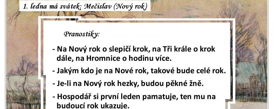 Pranostiky na den 1. 1.