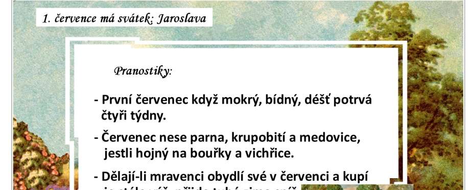 Pranostiky na den 1. 7.