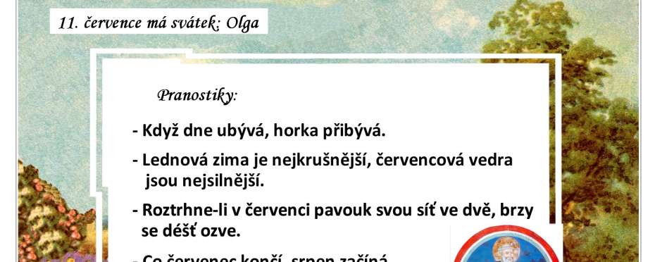 Pranostiky na den 11. 7.