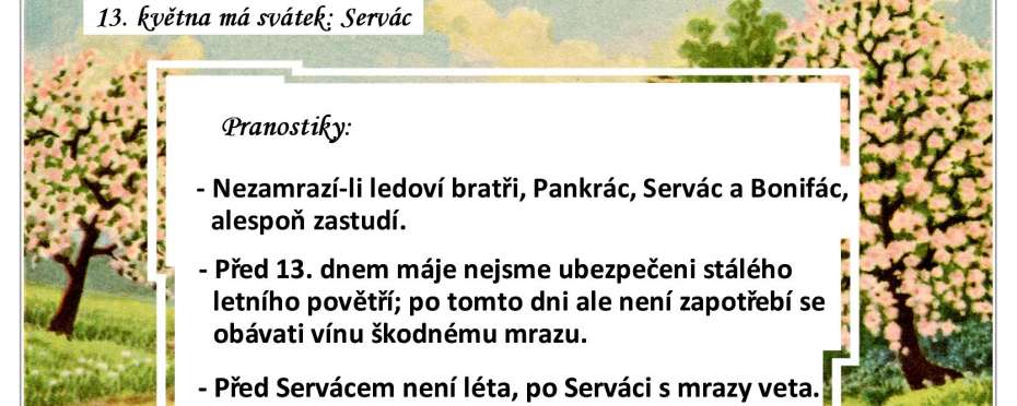 Pranostiky na den 13. 5.