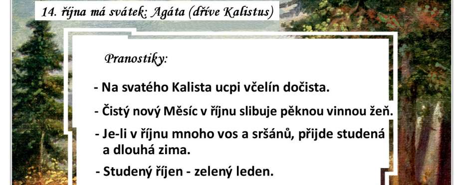Pranostiky na den 14. 10.