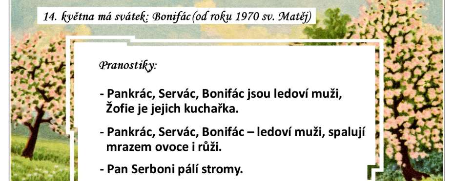 Pranostiky na den 14. 5.