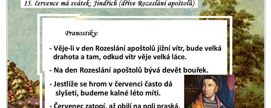 Pranostiky na den 15. 7.