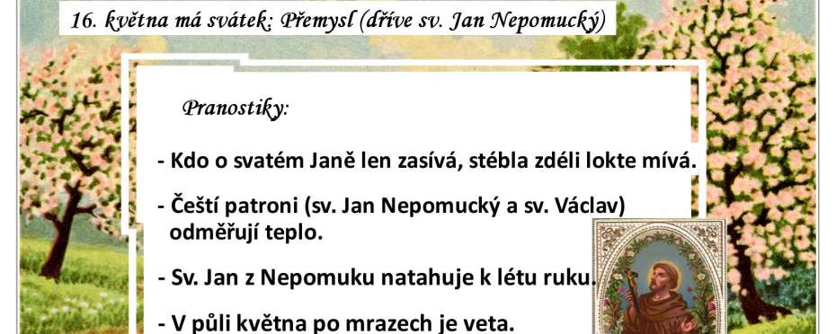 Pranostiky na den 16. 5.