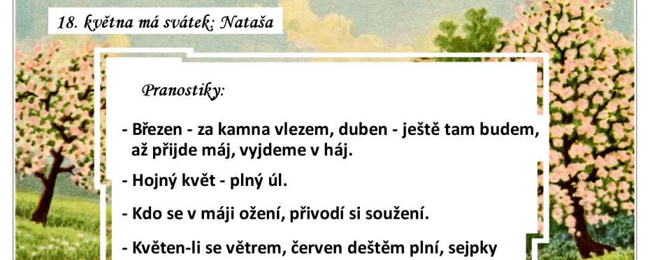 Pranostiky na den 18. 5.