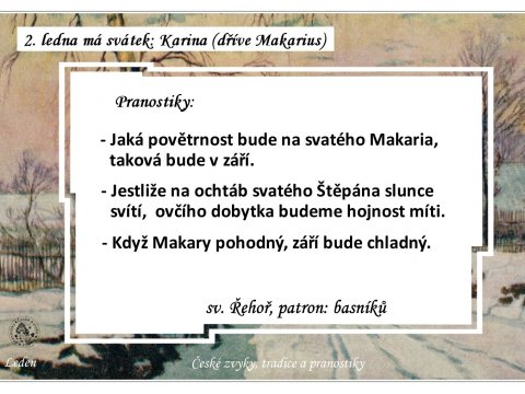 Pranostiky na den 2. 1.