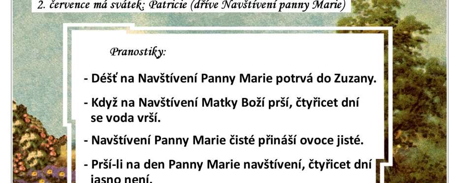 Pranostiky na den 2. 7.