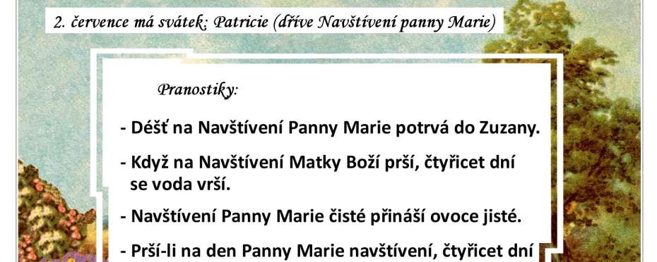 Pranostiky na den 2. 7.
