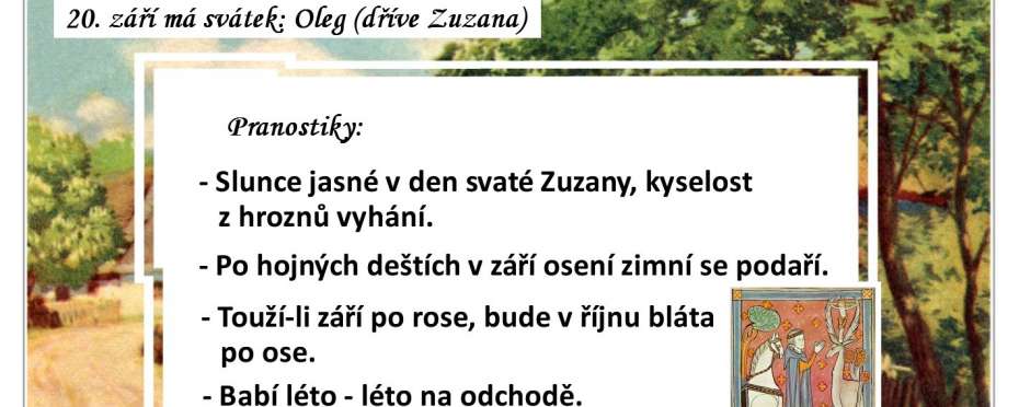Pranostiky na den 20. 9.