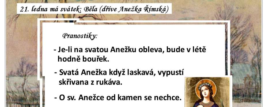 Pranostiky na den 21. 1.