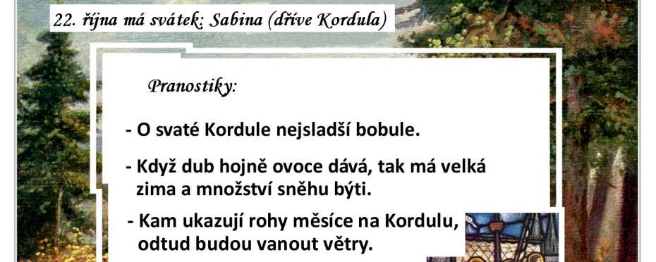 Pranostiky na den 22. 10.
