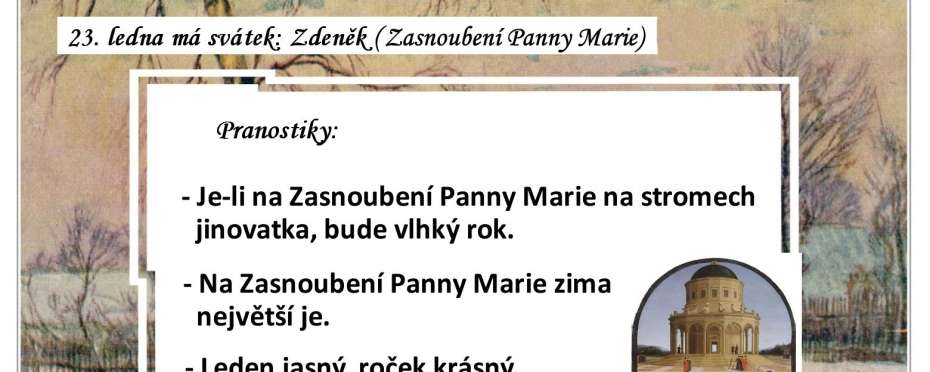 Pranostiky na den 23. 1.