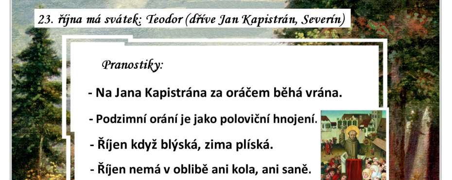 Pranostiky na den 23. 10.