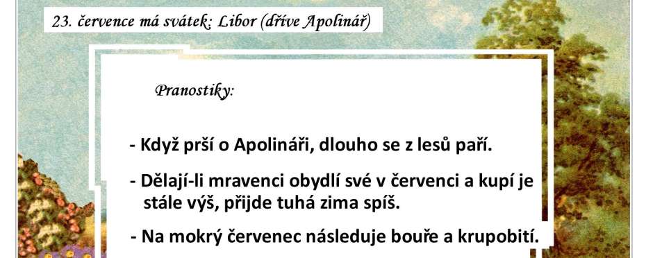 Pranostiky na den 23. 7.