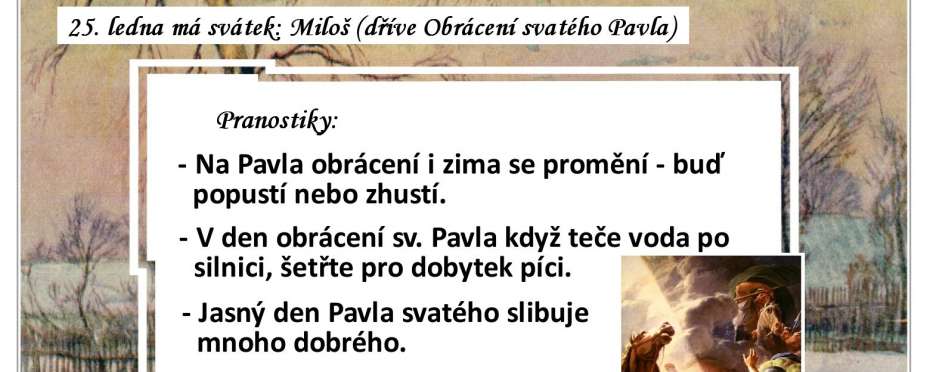 Pranostiky na den 25. 1.