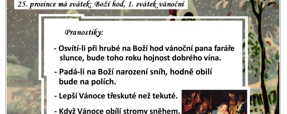 Pranostiky na den 25. 12.