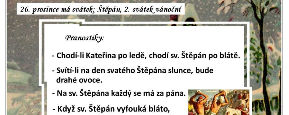 Pranostiky na den 26. 12.