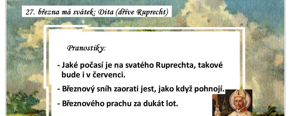 Pranostiky na den 27. 3.