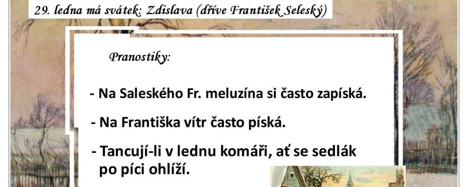 Pranostiky na den 29. 1.