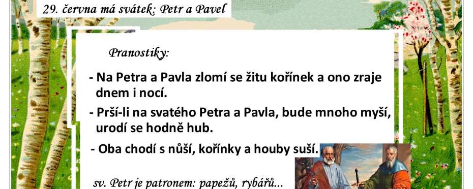 Pranostiky na den 29. 6.