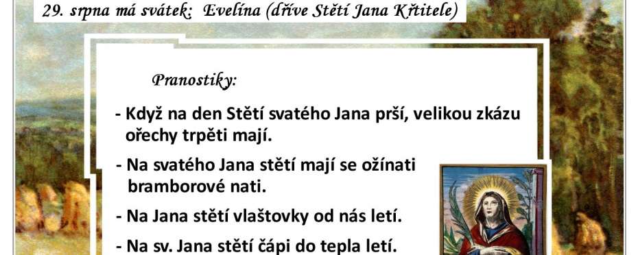 Pranostiky na den 29. 8.