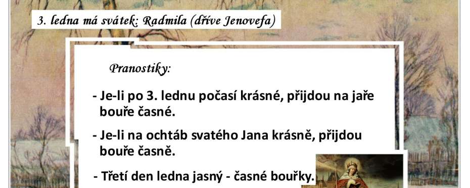 Pranostiky na den 3. 1.