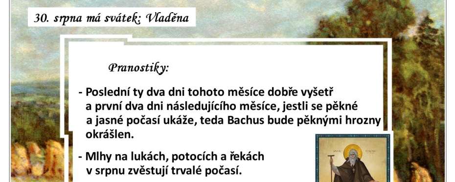 Pranostiky na den 30. 8.