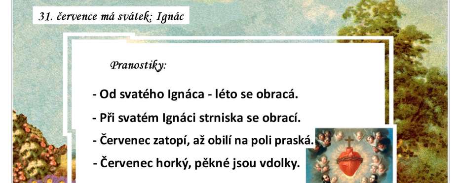 Pranostiky na den 31. 7.