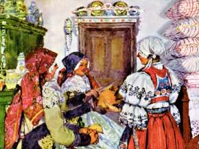 73_A. Frolka, Načínání koláče na Nový rok v Ratíškovicích, 1912.jpg