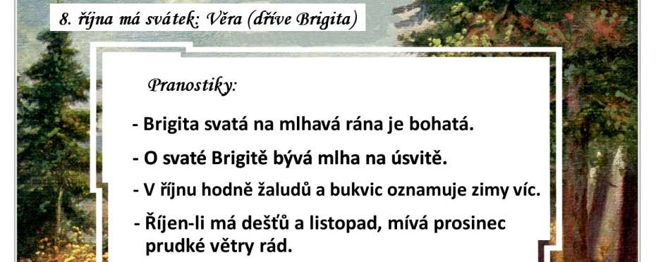 Pranostiky na den 8. 10.