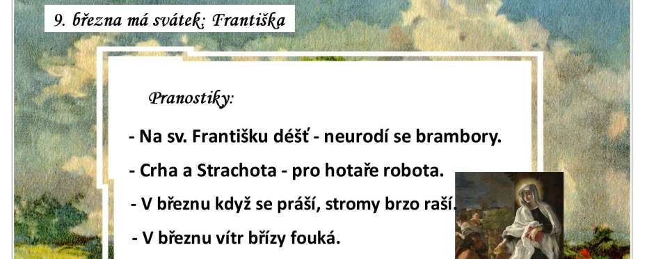 Pranostiky na den 9. 3.